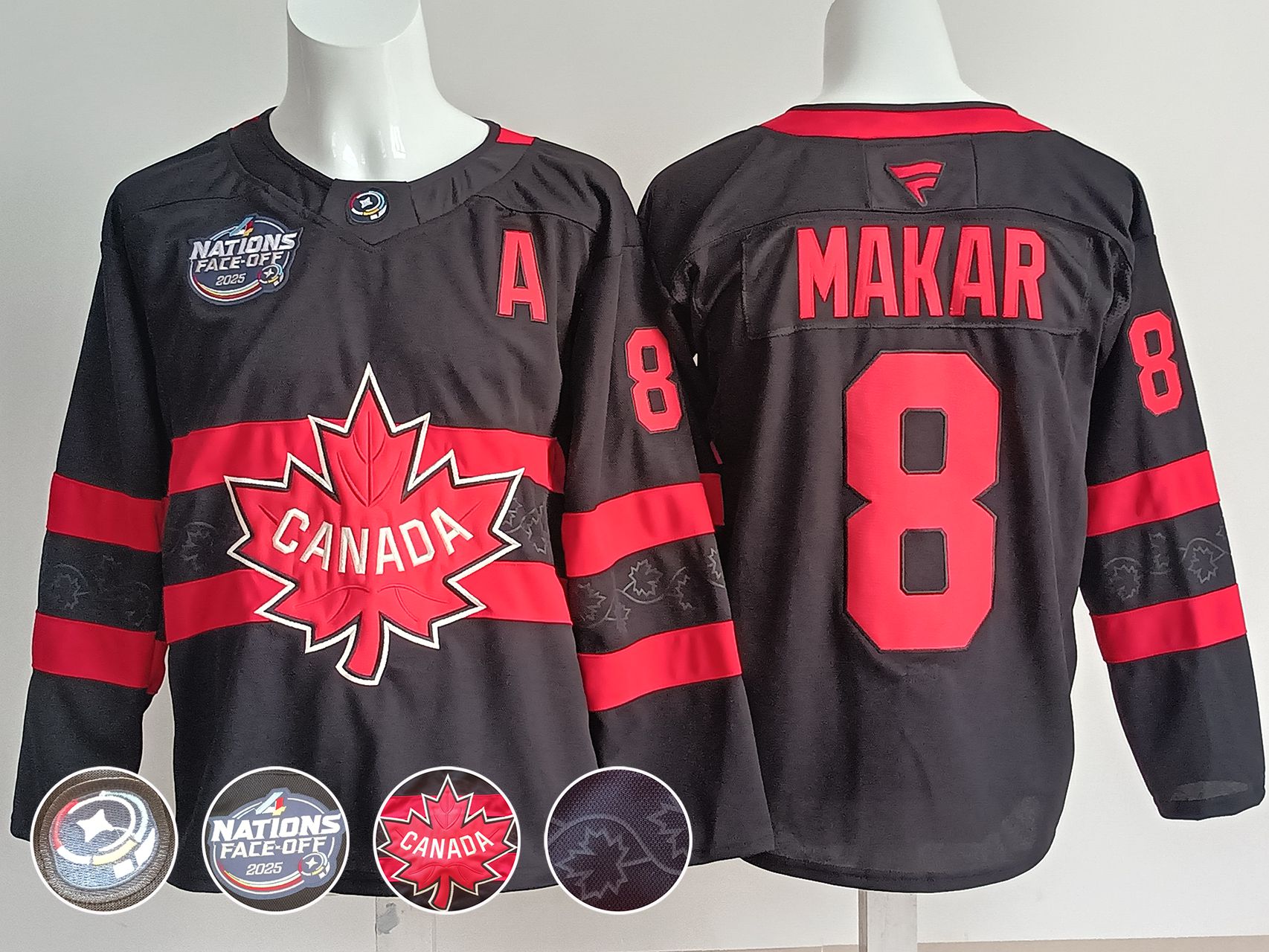 Men Canada 8 Makar Black 2025 Fanatics Home Premium NHL Jersey